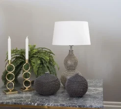 Best By Rydéns Nachttischleuchte Stoff Metall E27 56,5 cm in Silber Weiß