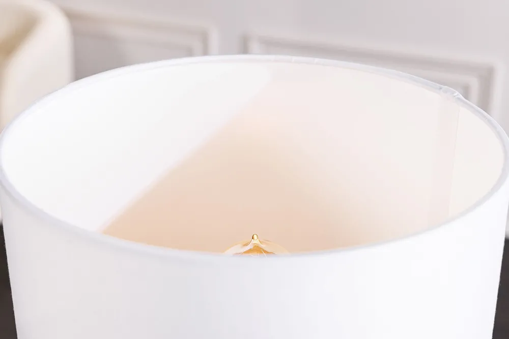 Clearance Invicta Interior Nachttischleuchte Weiß Natur Stoff Holz 45 cm gemütlich