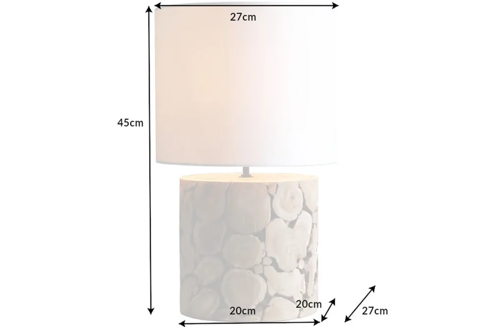 Clearance Invicta Interior Nachttischleuchte Weiß Natur Stoff Holz 45 cm gemütlich