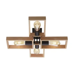 Just Light Natürliche Deckenlampe Retro Holz Metall L:62 cm E27* Deckenleuchten|Flurlampen