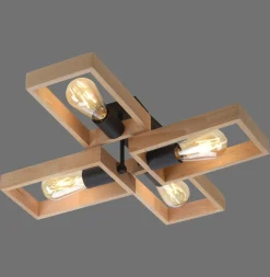 Just Light Natürliche Deckenlampe Retro Holz Metall L:62 cm E27* Deckenleuchten|Flurlampen