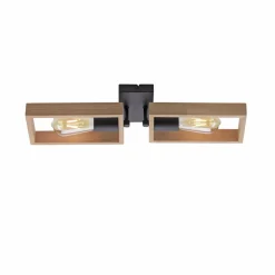 Outlet Just Light Natürliche Deckenlampe Retro Holz Metall L:57 cm E27