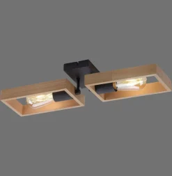 Outlet Just Light Natürliche Deckenlampe Retro Holz Metall L:57 cm E27