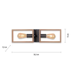 Outlet Just Light Natürliche Deckenlampe Retro Holz Metall L:57 cm E27