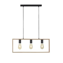 Discount Just Light Natürliche Hängelampe Retro Holz Metall L:69 cm 3-flmg