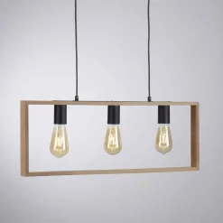 Discount Just Light Natürliche Hängelampe Retro Holz Metall L:69 cm 3-flmg