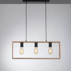 Discount Just Light Natürliche Hängelampe Retro Holz Metall L:69 cm 3-flmg