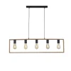 Just Light Natürliche Hängelampe Retro Holz Metall L:100 cm 5-flmg* Hängelampen|Bürolampen