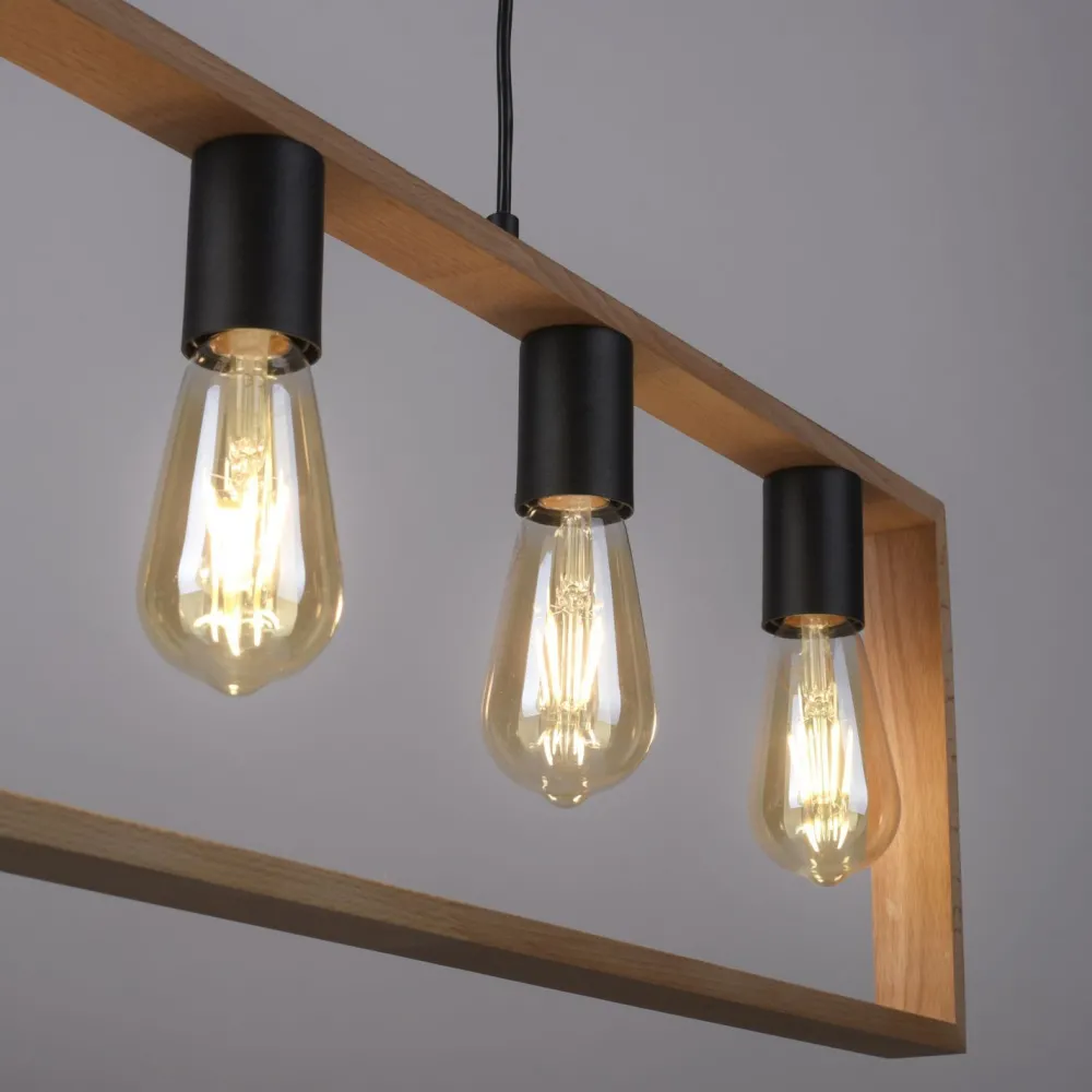 Just Light Natürliche Hängelampe Retro Holz Metall L:100 cm 5-flmg* Hängelampen|Bürolampen