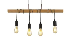 Discount Searchlight Natürliche Pendelleuchte Holz E27 4-flammig Vintage