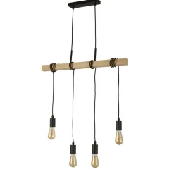 Discount Searchlight Natürliche Pendelleuchte Holz E27 4-flammig Vintage