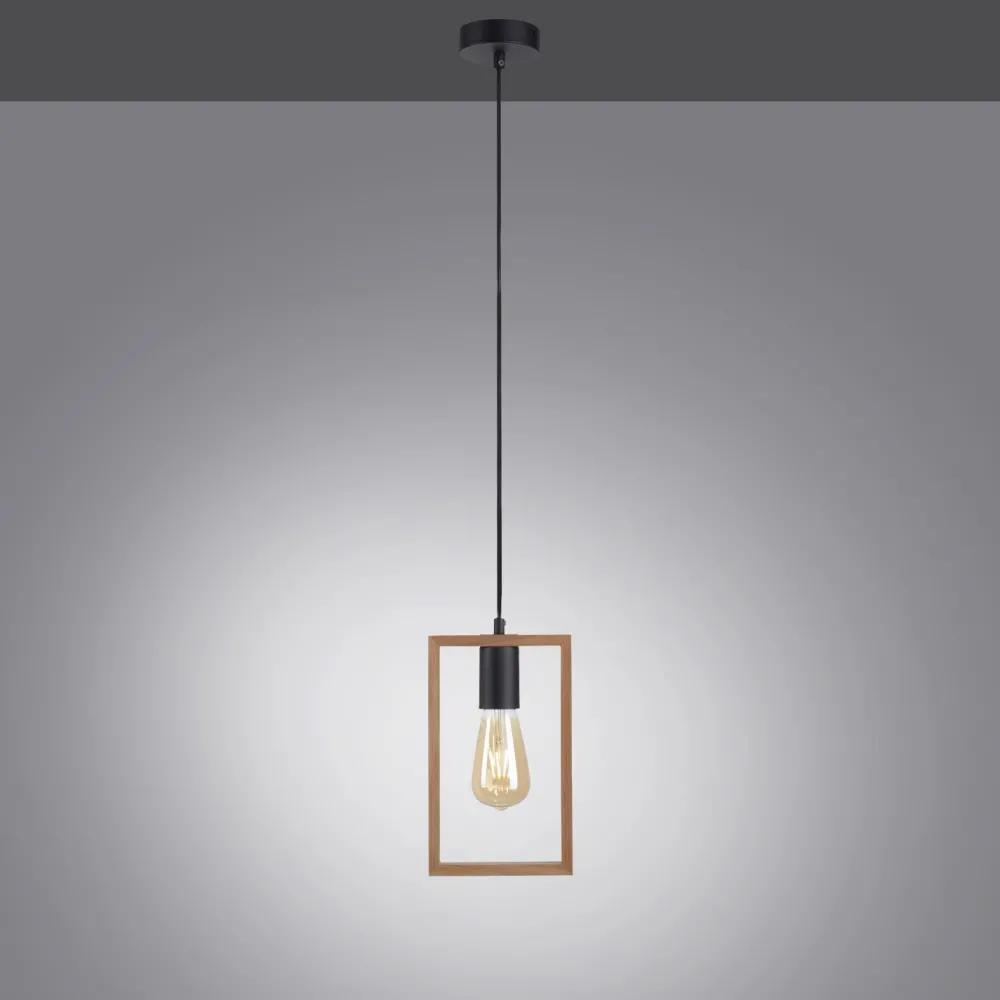 Online Just Light Natürliche Pendelleuchte Holz Metall L:15 cm E27 Retro