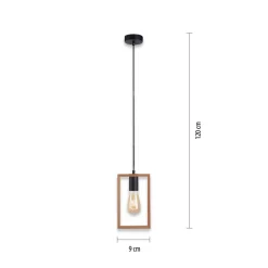 Online Just Light Natürliche Pendelleuchte Holz Metall L:15 cm E27 Retro