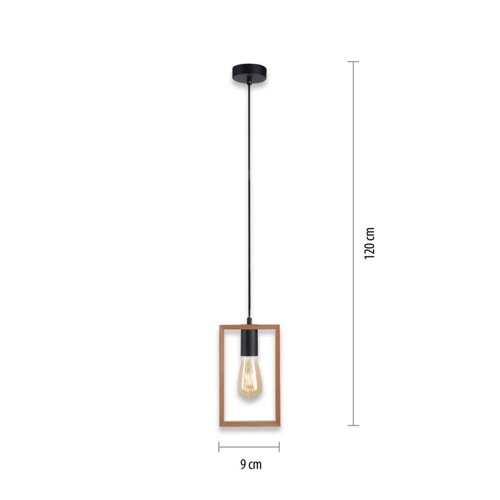 Online Just Light Natürliche Pendelleuchte Holz Metall L:15 cm E27 Retro