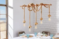 Best Invicta Interior Natürliche Pendelleuchte Natur 5-flammig L:90 cm E27