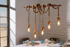 Best Invicta Interior Natürliche Pendelleuchte Natur 5-flammig L:90 cm E27