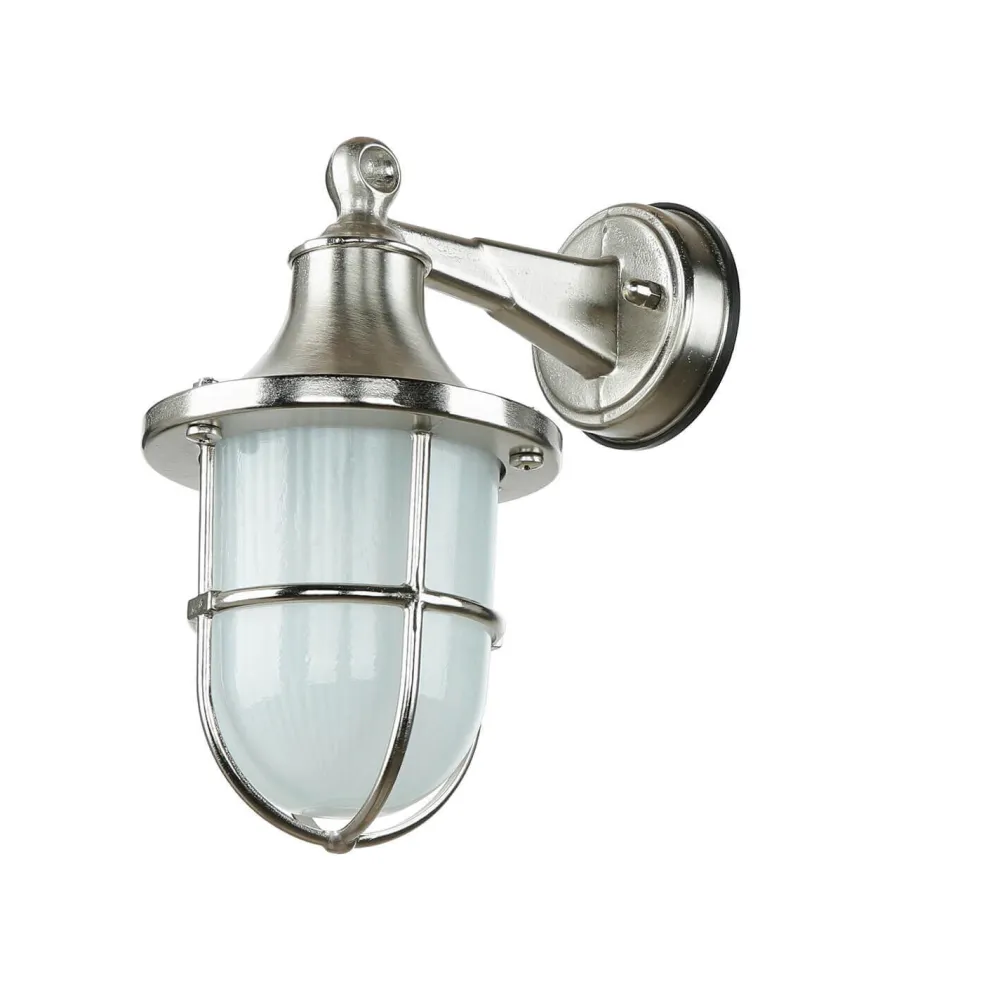 Lido Nickel Wandlampe Echt-Messing IP64 Außen wetterfest* Metall Lampen|Messinglampen