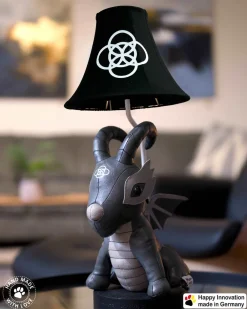 Happy Lamps Niedliche Kinderzimmerlampe LED 58 cm Drache Grau Schwarz*Kinder Wohnzimmerlampen|Kinderzimmerlampen
