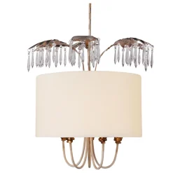 Elstead Opulente Deckenleuchte LINAN Kristalle Stoffschirm* Deckenleuchten|Schlafzimmer Lampen