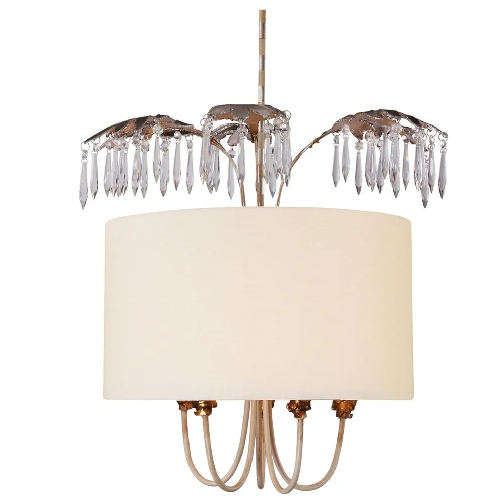 Elstead Opulente Deckenleuchte LINAN Kristalle Stoffschirm* Deckenleuchten|Schlafzimmer Lampen