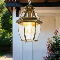 Best Elstead Outdoor Hängeleuchte Messing Glas Vintage Design E27