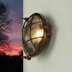 Lido Outdoor Wandleuchte Messing Maritim Ø 21 cm E27 IP64* Rustikale Lampen|Metall Lampen