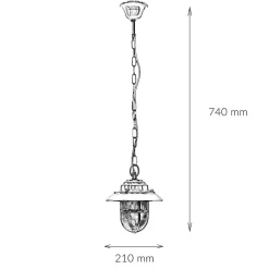 Lido Pendellampe Außen in Nickel Echt-Messing Riffelglas* Metall Lampen|Messinglampen