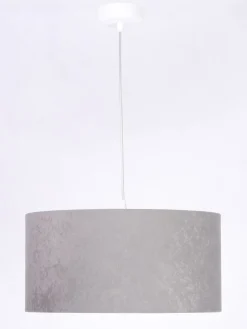 BPS Koncept Pendellampe Grau Weiß Stoff rund Retro Esstisch* Hängelampen|Esszimmer Lampen