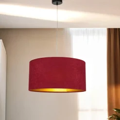 BPS Koncept Pendellampe Rot Gold Retro Ø50cm Esstisch Stoff* Hängelampen|Esszimmer Lampen