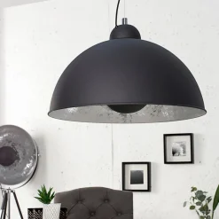 Invicta Interior Pendellampe rund Ø55cm Retro Schwarz Silber* Hängelampen|Esszimmer Lampen