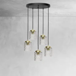 Giovanni Battista Pendelleuchte Ø 45 cm Messing Eisen Glas E27 verstellbar* Hängelampen|Bürolampen