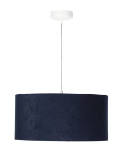 Discount BPS Koncept Pendelleuchte AIMEE Dunkelblau Weiß Retro rund