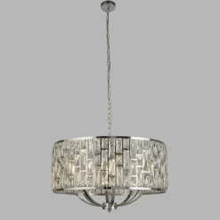 Online Searchlight Pendelleuchte Art Déco Ø 65 cm rund 8x E14 Kristall Schirm