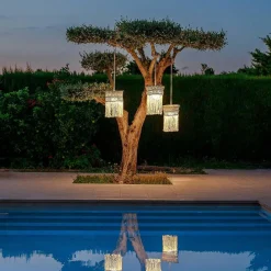 Online Newgarden Pendelleuchte außen kabellos LED Akku IP54 Ø 30cm Beige 2700K