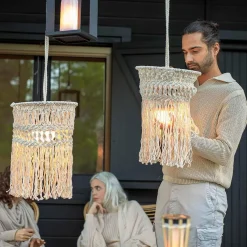 Online Newgarden Pendelleuchte außen kabellos LED Akku IP54 Ø 30cm Beige 2700K