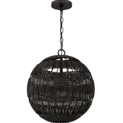 New Elstead Pendelleuchte außen Korbschirm E27 IP44 in Bronze dunkel