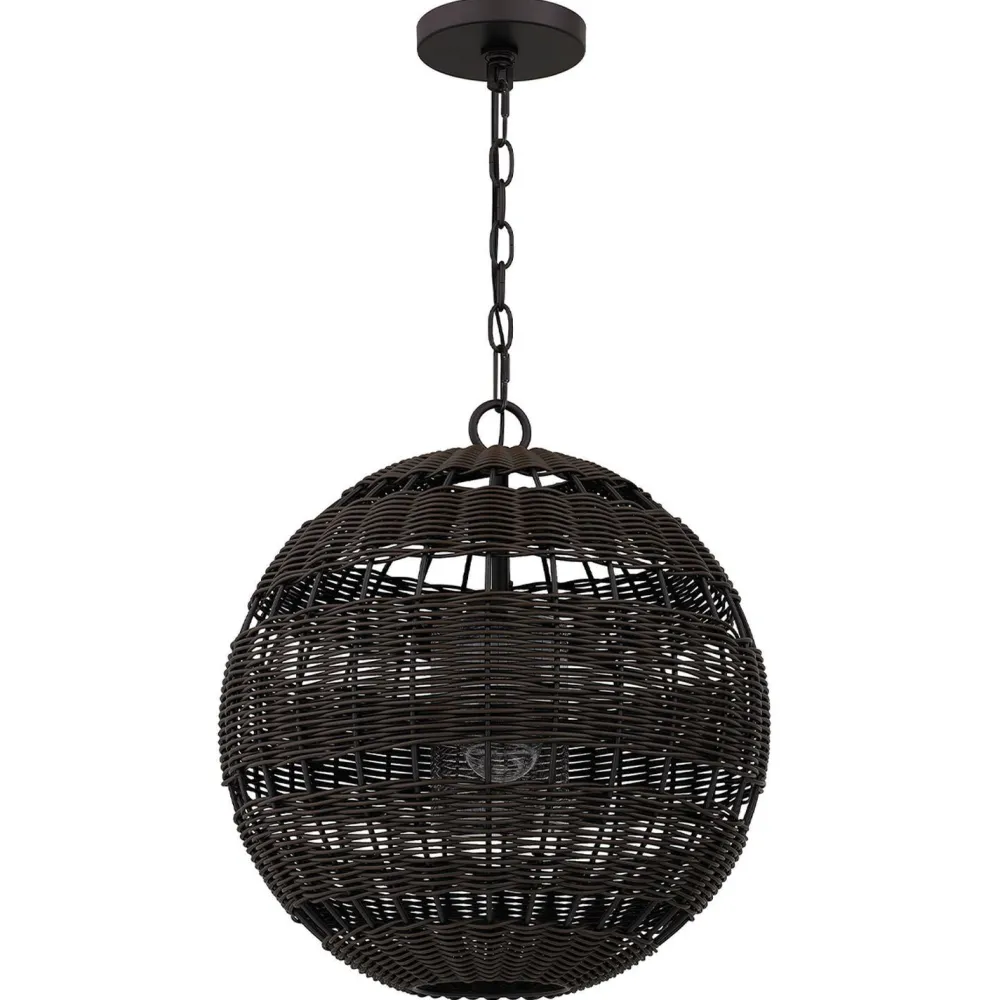 New Elstead Pendelleuchte außen Korbschirm E27 IP44 in Bronze dunkel