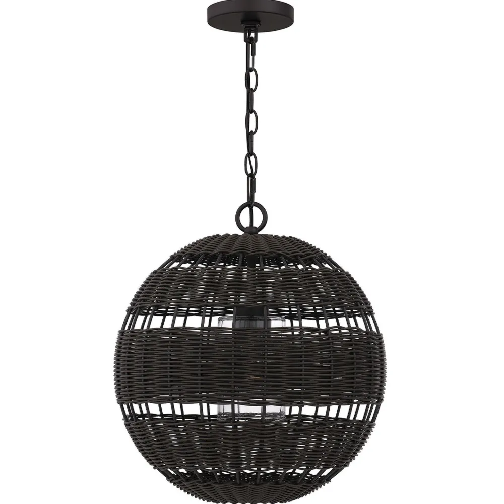 New Elstead Pendelleuchte außen Korbschirm E27 IP44 in Bronze dunkel