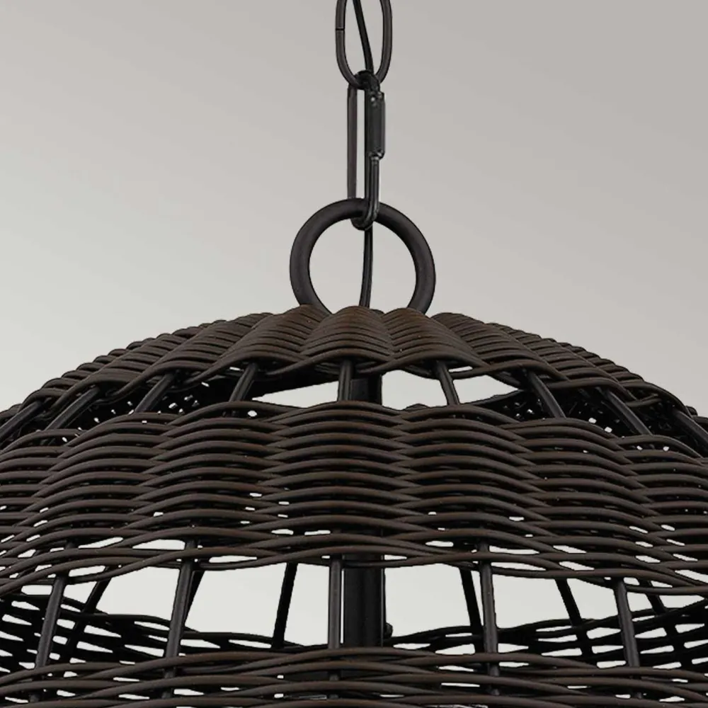 New Elstead Pendelleuchte außen Korbschirm E27 IP44 in Bronze dunkel