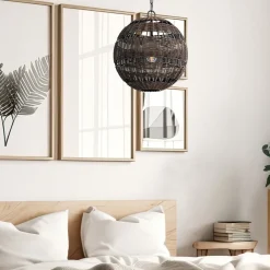 New Elstead Pendelleuchte außen Korbschirm E27 IP44 in Bronze dunkel