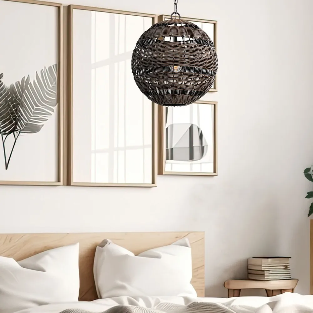 New Elstead Pendelleuchte außen Korbschirm E27 IP44 in Bronze dunkel