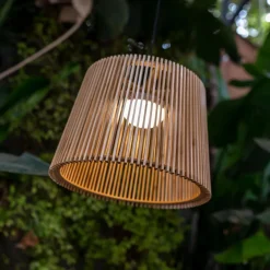 Newgarden Pendelleuchte außen LED Akku Holz Ø 39 cm IP54 2700 K dimmbar* Metall Lampen|Hängeleuchten Außen