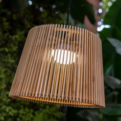 Newgarden Pendelleuchte außen LED Akku Holz Ø 39 cm IP54 2700 K dimmbar* Metall Lampen|Hängeleuchten Außen