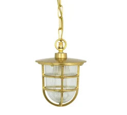 Andromeda Pendelleuchte außen Messing Riffelglas H: max. 75 cm Maritim