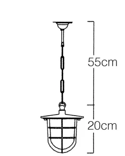 Andromeda Pendelleuchte außen Messing Riffelglas H: max. 75 cm Maritim