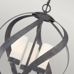 Hot Elstead Pendelleuchte außen Metall Glas 3x E14 IP44 Ø 41 cm