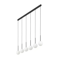 TK Lighting Pendelleuchte B: 122 cm Glas Metall Schwarz Weiß 6x G9* Hängelampen|Esszimmer Lampen