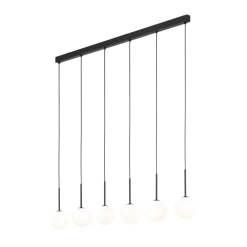 TK Lighting Pendelleuchte B: 122 cm Glas Metall Schwarz Weiß 6x G9* Hängelampen|Esszimmer Lampen