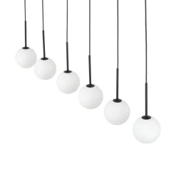 TK Lighting Pendelleuchte B: 122 cm Glas Metall Schwarz Weiß 6x G9* Hängelampen|Esszimmer Lampen
