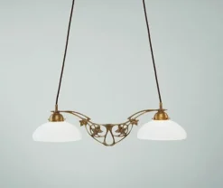 Outlet Berliner Messingleuchten Pendelleuchte Berliner Messing Glas Ornamente E27 67 cm